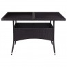 Mesa de comedor de jardín ratán sintético y vidrio negro 3