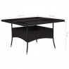 Mesa de comedor de jardín ratán sintético y vidrio negro 5