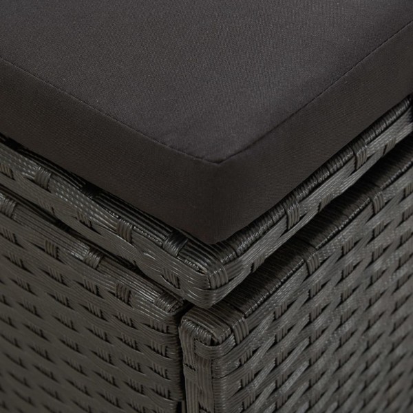 Espreguiçadeira com almofadões vime PE preto M 2