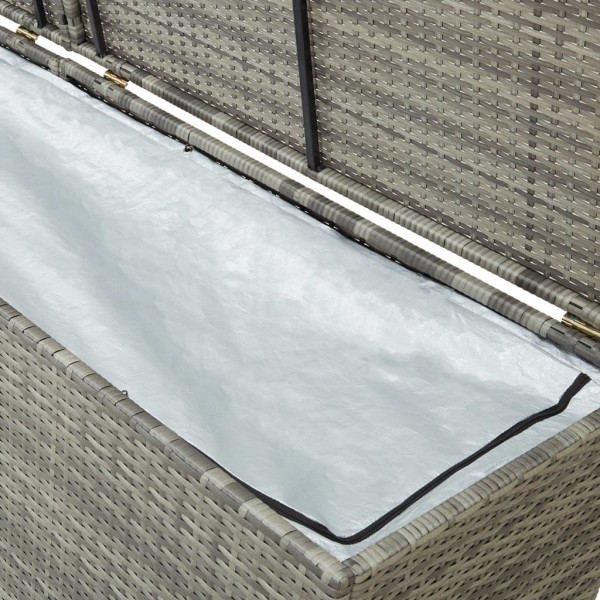 Caja de almacenaje de jardín ratán sintético gris 200x50x60 cm M 2