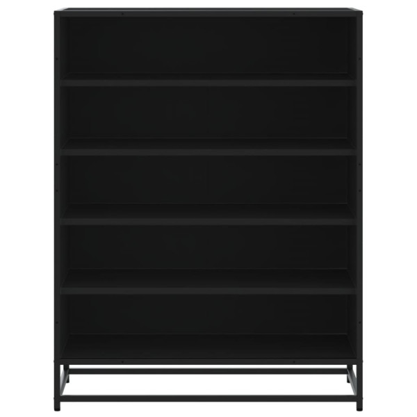 Zapatero de madera de ingeniería y metal negro 75x38x97.5 cm M 4