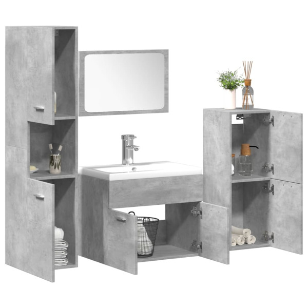 Set muebles de baño 5 piezas madera ingeniería gris hormigón D