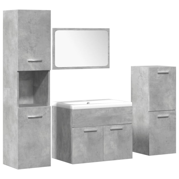 Set muebles de baño 5 piezas madera ingeniería gris hormigón M 2