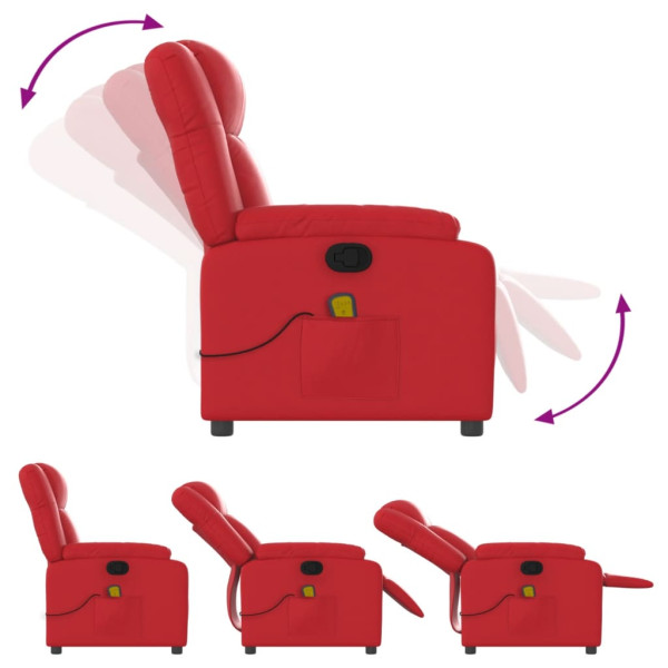 Poltrona de massagens reclinável couro artificial vermelho M 5