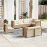 Set de sofás de jardín y cojines 8 piezas ratán sintético beige 1