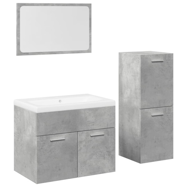 Juego muebles de baño 4 pzas madera contrachapada gris hormigón M 2