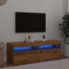 Mueble de TV luces LED madera roble artisan 120x35x40 cm 1