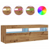 Mueble de TV luces LED madera roble artisan 120x35x40 cm 2