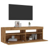 Mueble de TV luces LED madera roble artisan 120x35x40 cm 5