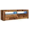 Mueble TV luces LED madera ingeniería envejecida 120x35x40 cm 3