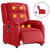 Sillón de masaje reclinable eléctrico de cuero artificial rojo 2
