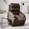 Sillón reclinable elevable cuero sintético marrón 1