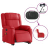 Sillón de majaje elevable eléctrico cuero artificial rojo 5