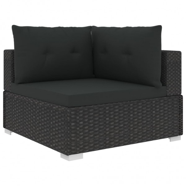 10 pcs conjunto lounge de jardim c/ almofadões vime PE preto M 4