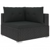 10 pcs conjunto lounge de jardim c/ almofadões vime PE preto 4