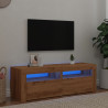 Mueble de TV luces LED madera roble artisan 120x35x40 cm 1