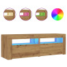 Mueble de TV luces LED madera roble artisan 120x35x40 cm 2