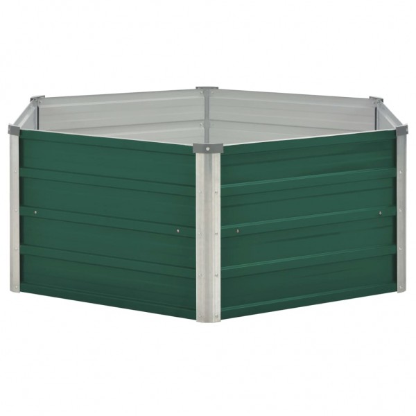Canteiro de jardim elevado 129x129x46 cm aço galvanizado verde M 3