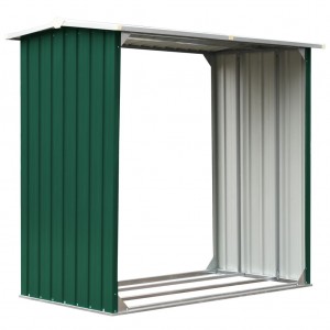 Caseta de jardín para leña acero galvanizado verde 172x91x154cm H