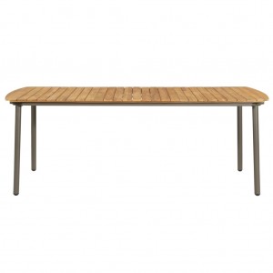Mesa de jardín madera maciza de acacia y acero 200x100x72 cm H