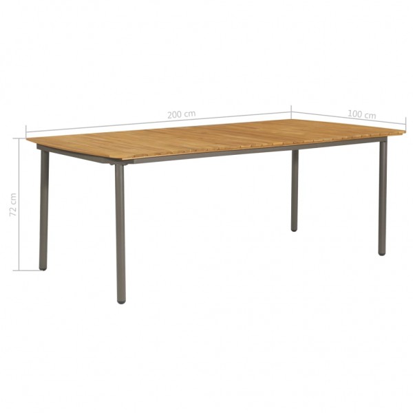 Mesa de jardín madera maciza de acacia y acero 200x100x72 cm M 4