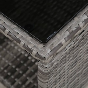 Juego muebles bistro jardín 3 pzas cojines ratán sintético gris H