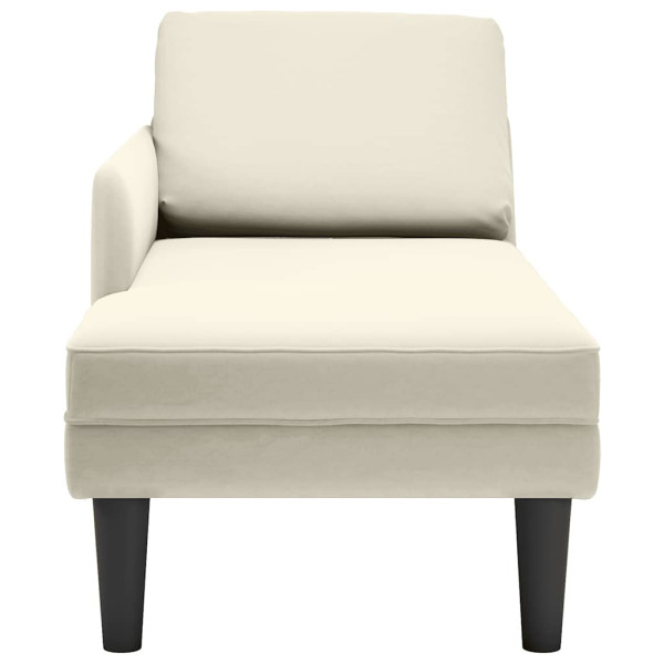 Chaise lounge c/ almofada/apoio de braços direito veludo creme M 4