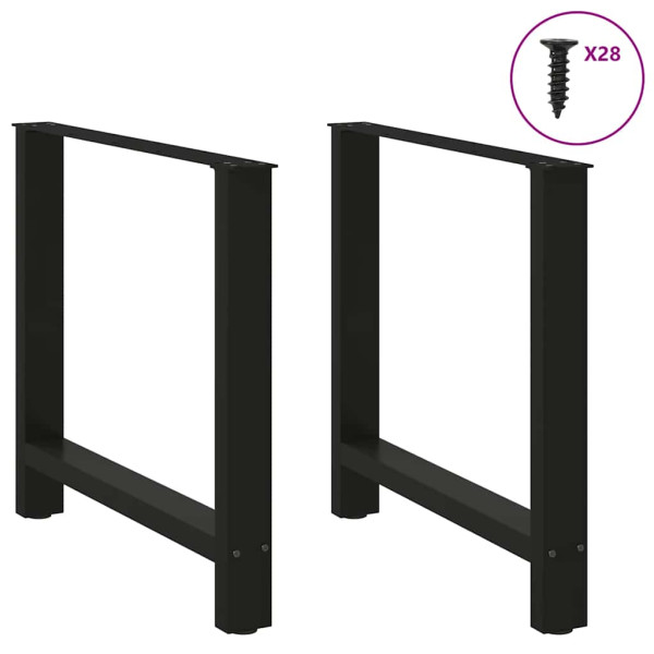 Pés para mesa de jantar pretos 2 peças 80x(72-73) cm aço M 3