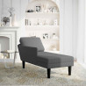Chaise longue con cojín de tela de pana gris oscuro 2