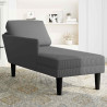 Chaise longue con cojín de tela de pana gris oscuro 3