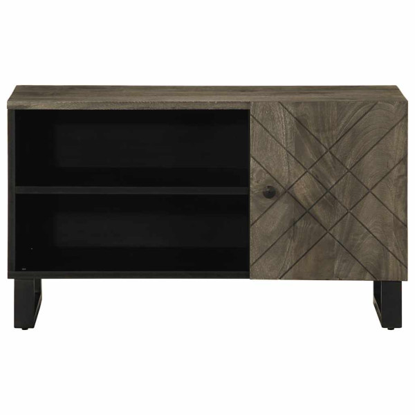Mueble de TV madera maciza de mango negro 80x33x46 cm M 3