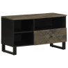 Mueble de TV madera maciza de mango negro 80x33x46 cm 1