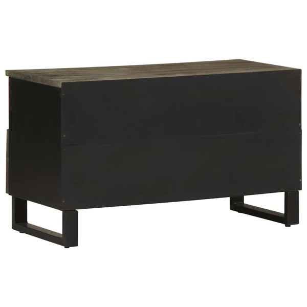 Mueble de TV madera maciza de mango negro 80x33x46 cm M 5