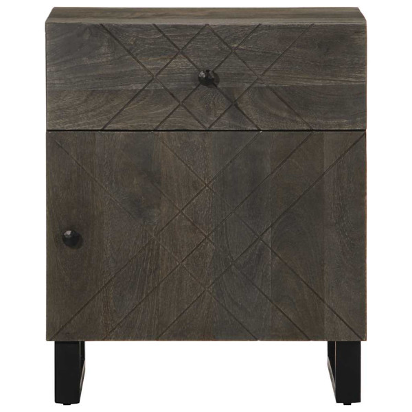 Mesita de noche madera maciza de mango negra 50x33x60 cm M 3