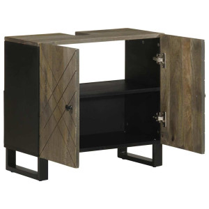 Mueble para lavabo de madera maciza de mango negro 62x33x58 cm H