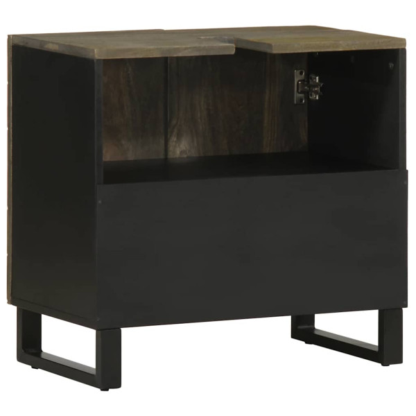 Mueble para lavabo de madera maciza de mango negro 62x33x58 cm M 5