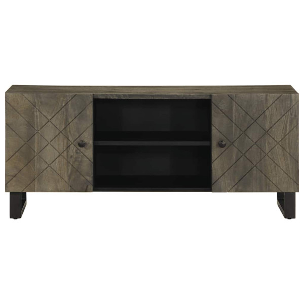 Mueble de TV madera maciza de mango negro 105x33x46 cm M 3