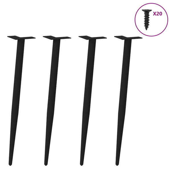 Pés de mesa de console cônicos. 4 peças. preto. 72-73 cm. aço M 3