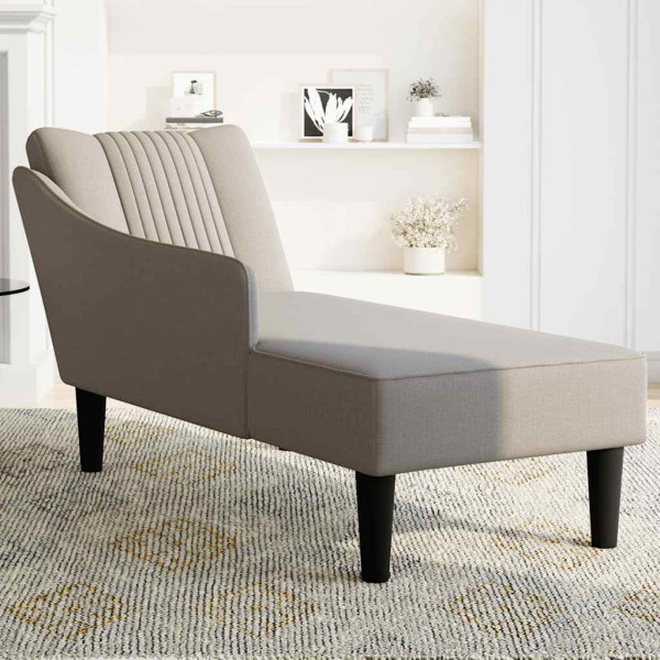 Chaise longue con reposabrazos derecho tela color topo M 3