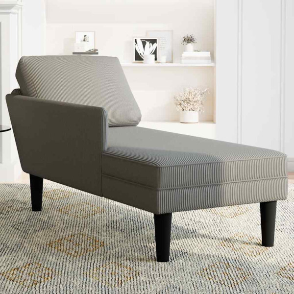 Chaise lounge com almofada tecido corduroy cinzento claro M 3