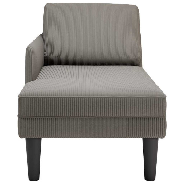 Chaise longue con cojín de tela de pana gris claro M 4
