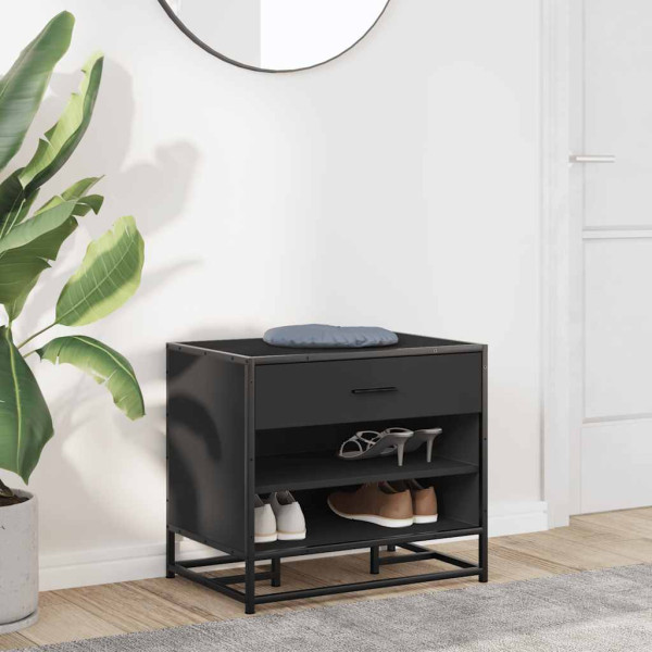 Banco zapatero madera de ingeniería y metal negro 60x40x53.5 cm M 3