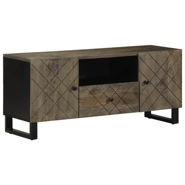 Mueble de TV madera maciza de mango negro 105x33x46 cm D