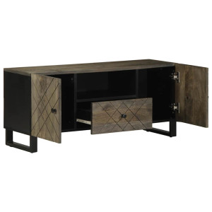 Mueble de TV madera maciza de mango negro 105x33x46 cm H