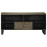 Mueble de TV madera maciza de mango negro 100x33x46 cm 3