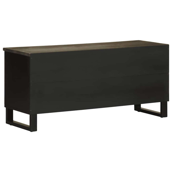 Mueble de TV madera maciza de mango negro 100x33x46 cm M 5