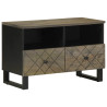 Mueble de TV madera maciza de mango negro 70x33x46 cm 1