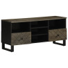 Mueble de TV madera maciza de mango negro 100x33x46 cm 1