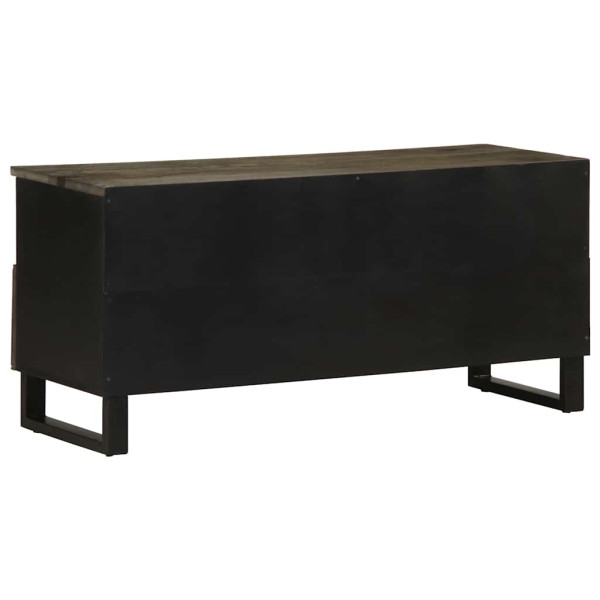 Mueble de TV madera maciza de mango negro 100x33x46 cm M 5