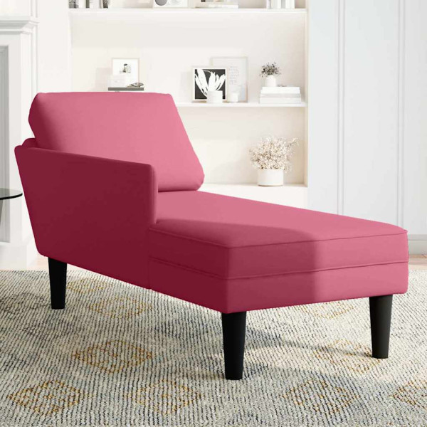 Chaise lounge c/ almofada/apoio de braços direito veludo M 3